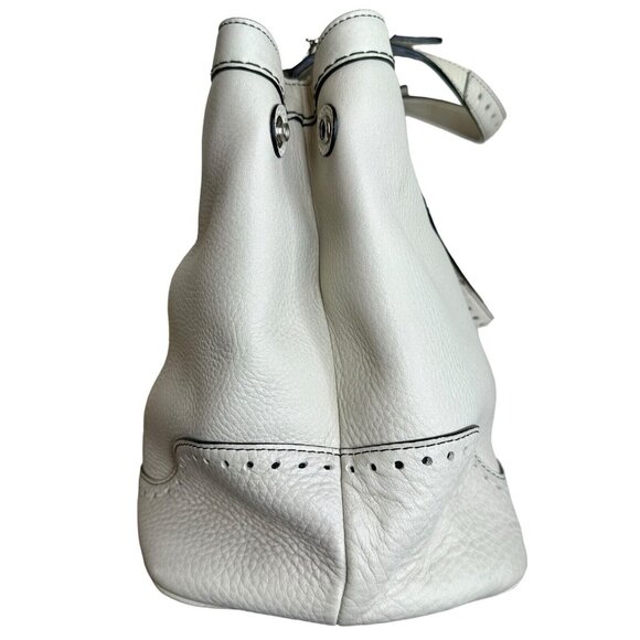 COACH Hampton Sand Beige Pebbled Leather Tassel Satchel Handbag 5031 - Picture 6 of 15